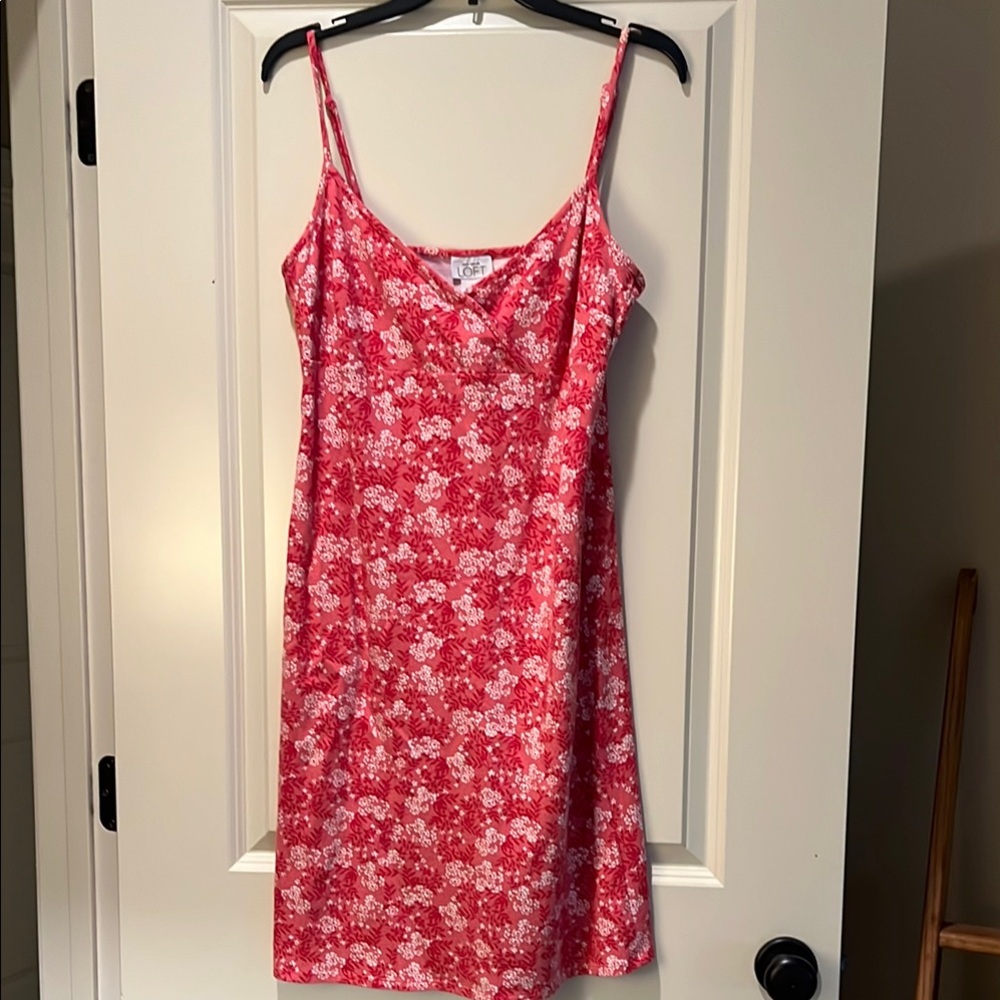 LOFT Red Floral Dress